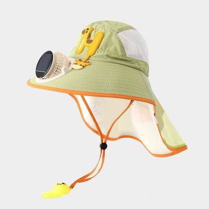 ❄️🌬️50% OFF !!!🌊Kids Solar Powered Cooling Fan Hat | UV Protection Neck Flap Sun Hat | Breathable Mesh & Roll-Up Summer Cap for Outdoor Adventures
