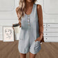 🎁2026 New Arrivals 50% OFF💥Women's Sleeveless Button-Front Romper – Waffle Knit, Scoop Neck, Side Pockets 🌿
