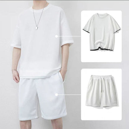 👕🩳 Men's Waffle Knit T-Shirt & Shorts Set – 50% OFF! Textured waffle fabric, breathable, relaxed fit – your new summer favorite. 🔥☀️
