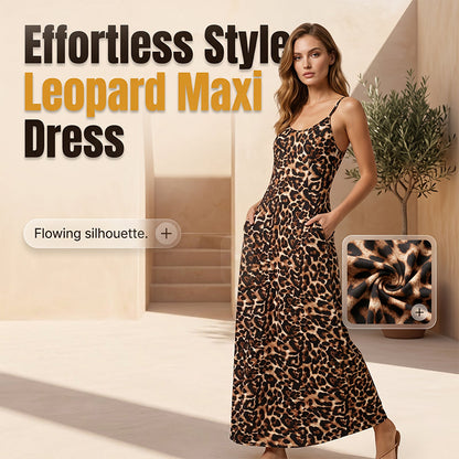 👗🐆Women's Leopard Print Spaghetti Strap Maxi Dress