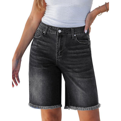 👖🌅✨ LIMITED-TIME 50% OFF! Women’s Casual High Waisted Fringed Denim Shorts – Flattering High-Rise, Slimming Fit, Raw Fringe Hem – Accentuates Your Waist and Elongates Your Legs for a Chic Summer Look 🦵