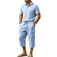 🎁2026 New Arrivals 50% OFF💥Men Summer Linen Set Loose Shirt and Cargo Shorts Two Piece Outfit