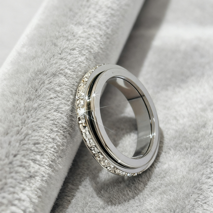 📢📢50% OFF !! ⏰Titanium Steel Rotatable Spinner Ring with Zirconia