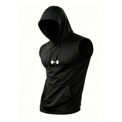 🏋️ Men's Athletic Sleeveless Hoodie Vest | Breathable, Muscle-Cut & Perfect for Gym, Running & Outdoor Training