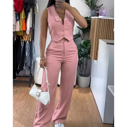 🌸 Women's Chic Sleeveless Top & Trousers Set | Relaxed Fit, Soft Fabric & Effortlessly Elegant for Any Occasion
