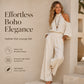 Women Cold Shoulder Halter Neck Top and Wide Leg Pants Set