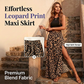 Women's Leopard Print High Split Maxi Skirt