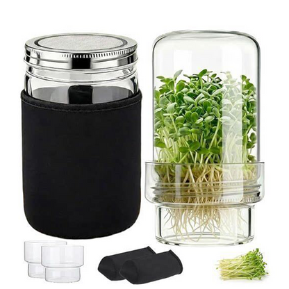 Glass Sprouting Jar Kit with Blackout Sleeve