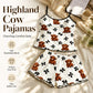 🌸 LIMITED TIME 50% OFF! 🌸 Summer Sleeveless Spaghetti Strap Cami Sleepwear Set – Highland Cow Print & Ruffle Trim 🐄
