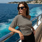 Women's Asymmetrical One-Shoulder Striped Crop Top