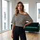 Women's Asymmetrical One-Shoulder Striped Crop Top