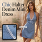 Women's Summer Halter Denim Mini Dress