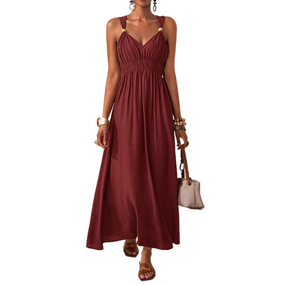 Women's Sleeveless Strap Empire Waist Maxi Dress