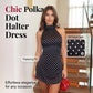 Women's Halter Neck Sleeveless Polka Dot Mini Dress