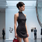 Women's Halter Neck Sleeveless Polka Dot Mini Dress