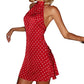 Women's Halter Neck Sleeveless Polka Dot Mini Dress