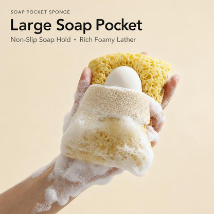 Exfoliating Honeycomb Bath Sponge with Hand Strap