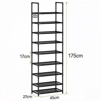 👟 50% OFF! 🏠 10-Tier Shoe Rack – Space-saving, large capacity & side hooks ✨