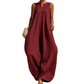 Women's Sleeveless V-Neck Wide-Leg Jumpsuit with Pockets