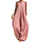 Women's Sleeveless V-Neck Wide-Leg Jumpsuit with Pockets
