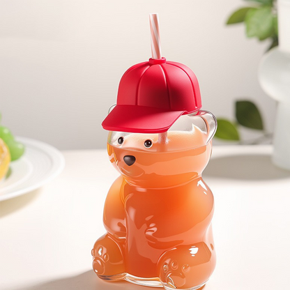 Cute Bear Shaped Glass Water Bottle