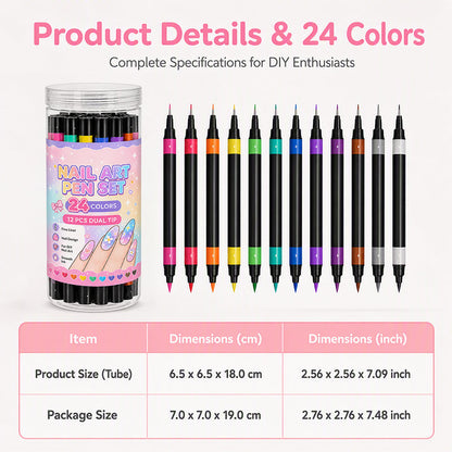 💅 LIMITED‑TIME ! 💥 24 Colors Dual Ended Nail Art Pens Set – Creative, Salon‑Quality, Easy DIY ✨