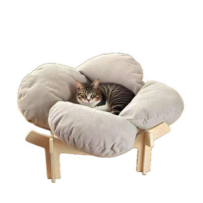 🌼 LIMITED-TIME 50% OFF! 🐾 Elevated Petal Shaped Wooden Pet Bed with Cushion – Orthopedic Support, Breathable Design & Durable Solid Wood – A Cozy Retreat for Your Furry Friend ✨