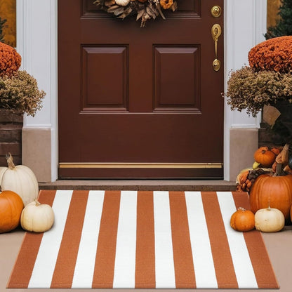 🚪 LIMITED‑TIME 50% OFF! 🎃 Simple Striped Non‑Slip Door Mat, Stain Resistant Entry Rug With Reinforced Edge, Available In Multiple Sizes ✨
