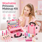Kids Pretend Play Makeup Kit for Girls Stage Performance Cosmetics and Eyeshadow Toy Set with Carrying Case