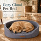 Detachable Oval Polar Fleece and Oxford Cloth Pet Bed with Moisture Proof Non Slip Bottom and Sponge Cushion for Dogs and Cats