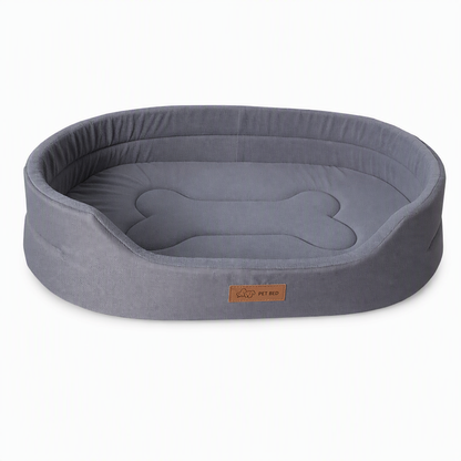 Detachable Oval Polar Fleece and Oxford Cloth Pet Bed with Moisture Proof Non Slip Bottom and Sponge Cushion for Dogs and Cats