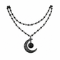 📢📢50% OFF !! ⏰Gothic Dark Crystal Beaded Chain Necklace with Hollow Out Moon Alloy Pendant