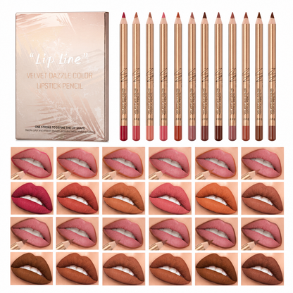 12-Piece Long Lasting Smudge-Proof Matte Lip Liner Set