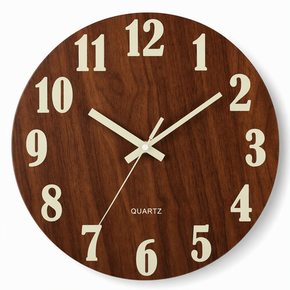 ⏳Limited-time 50% off⏰12-Inch Silent Wooden Wall Clock – Luminous Glow & MDF Wood Grain✨