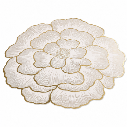 Nordic Style Metallic Peony Flower PVC Placemat Heat Resistant Non Slip Waterproof Dining Table Mat 38cm