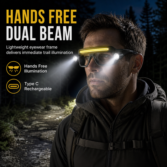📢📢50% OFF !! ⏰USB Rechargeable Double Sided Clip On Glasses Light for Outdoor Hiking and Reading