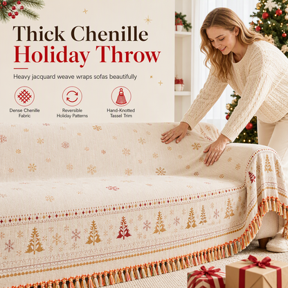 📢📢50% OFF !! ⏰Thickened Christmas Style Chenille Sofa Cover Full Coverage Cat Scratch Resistant and Stain Resistant Couch Slipcover