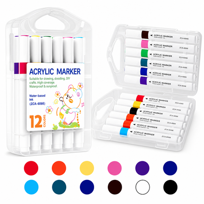 🎨 Acrylic Markers: High-Opacity, Water-Based, No Bleed, Multi-Surface, 12-80 Colors