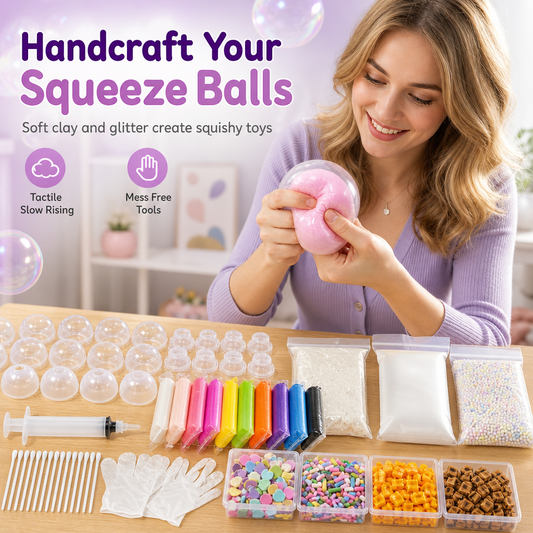 📢📢49% OFF !! ⏰💞50K+ SOLD! 🧪DIY Squeeze Ball Making Kit – mix colorful clay & sparkling fillers, leak-proof slow-rising fun. No-mess craft for kids! 🎨✅