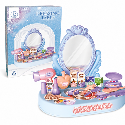📢📢50%  OFF !! ⏰Kids Pretend Play Makeup Vanity Table Toy Set with Princess Accessories for Girls and Boys
