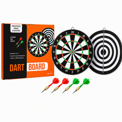 🎯 Double-Sided Dartboard Set – Includes 4 Steel-Tip Darts for Game Nights & Friendly Competition